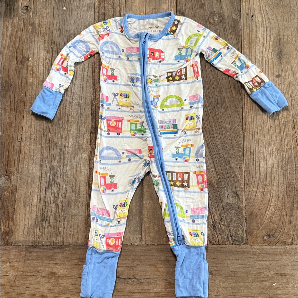 Little Sleepies Blue Trim Baby Onesie
